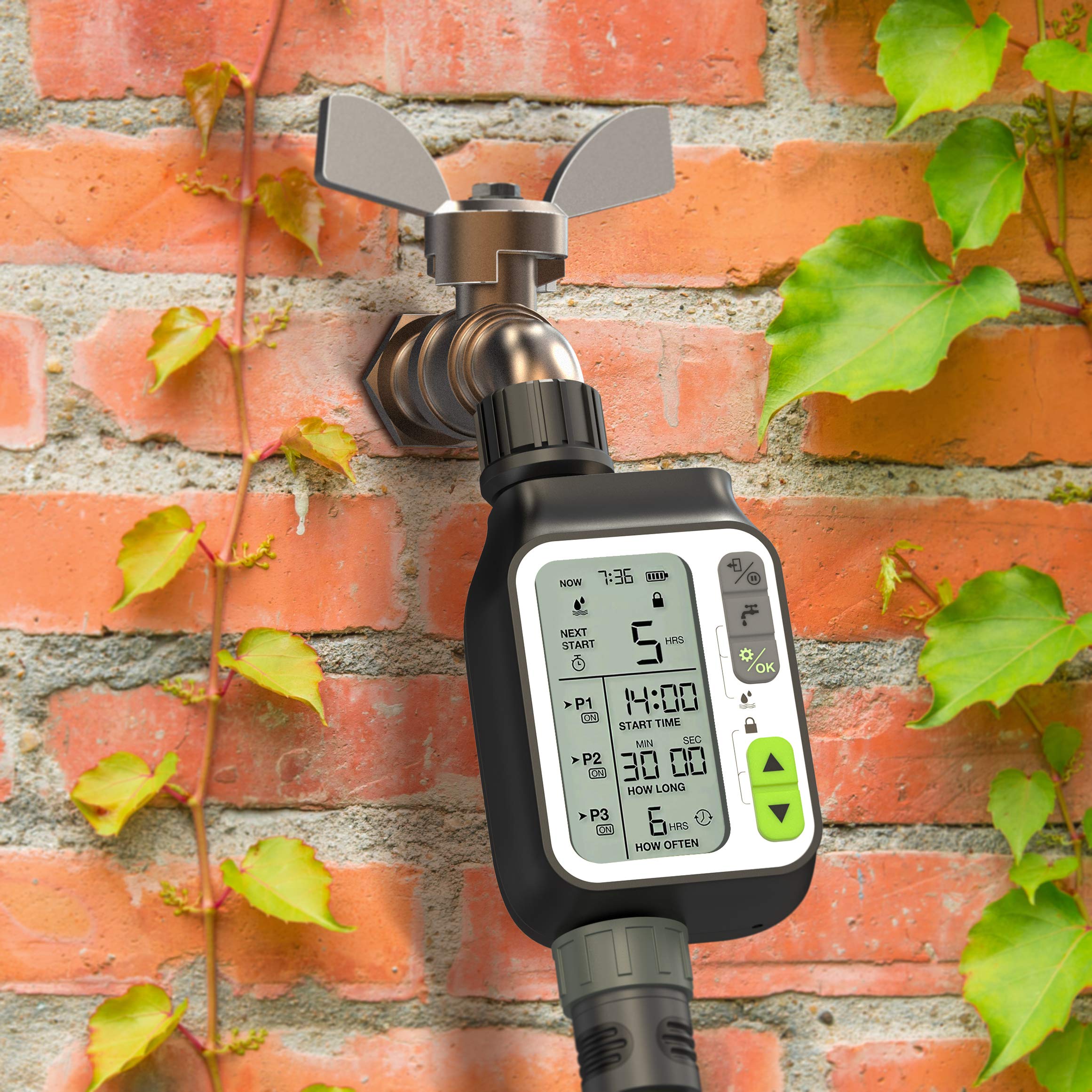 HASTHIP Drip Irrigation Timer for Garden Farm, Irrigation Water Timer with Rainy Sensor + Multi Programs Automatic Watering System, Waterproof Digital Irrigation Timer System for Lawns HASTHIP Drip Irrigation Timer for Garden Farm, Irrigation Water Timer with Rainy Sensor + Multi Programs Automatic Watering System, Waterproof Digital Irrigation Timer System for Lawns